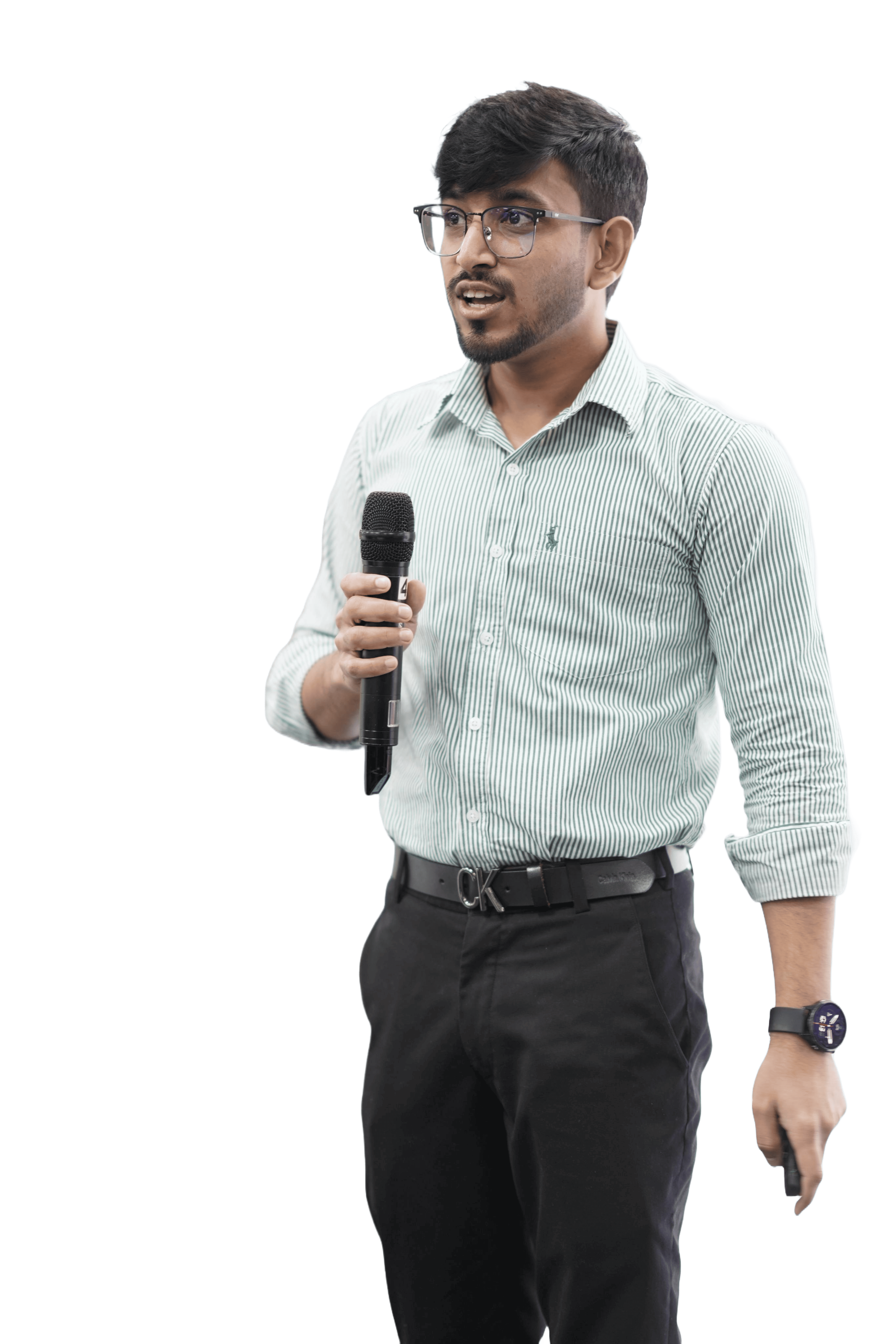 Harsh Goyal speaking with a microphone